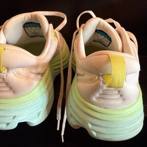 Hoka Women's White and Light Green Sneakers